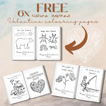 Preview of VALENTINES DAY -colouring pages -NATURE INSPIRED- free