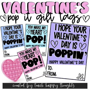 Preview of VALENTINES LOVE DAY Pop It Bubble Gift Tags Fidget Toy | NO PREP JUST PRINT PDF