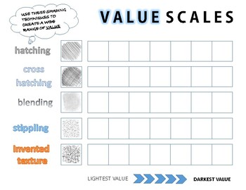 Preview of VALUE SCALES and SHADING TECHNIQUES