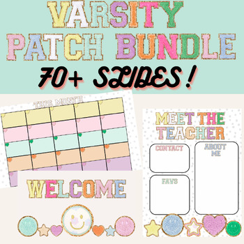 Preview of VARSITY PATCH BUNDLE - Back to School, Daily/Weekly Slides, Meet the Teacher!