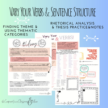 Preview of VARY Your Verbs & Sentence Structure +Theme & Thematic Categories (*AP/Pre) V2*