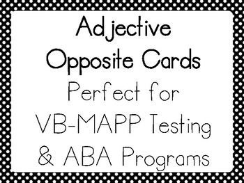 Preview of VB-MAPP Listener Responding Adjective Opposite Cards Level 3