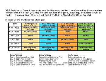 Preview of VBS Sample Schedule