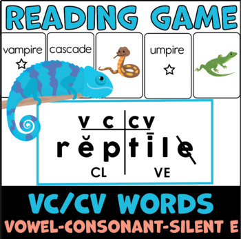 Preview of VC/CV syllable division (w/closed & vowel-consonant-e syllables) practice & game