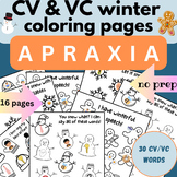 VC and VC apraxia winter coloring pages, christmas, syllab