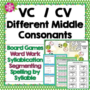 vccv different middle consonants games activities