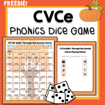 Preview of VCE Dice Game, CVCE Words, Magic E, Silent E, Literacy, Phonics, Freebie