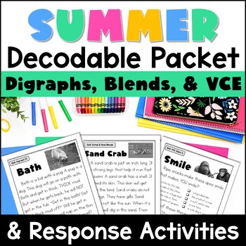 Preview of VCE, Digraphs and Blends Decodables Summer Review Packet