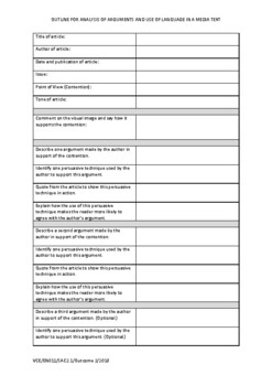 Preview of VCE Language Analysis planning template