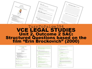 Preview of VCE Legal Studies SAC + Teacher Marking Guide based on "Erin Brockovich" film.