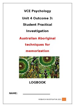 Preview of VCE Psychology 2023 SAC Unit 4 AOS3 Poster Log Book for Songlines Experiment
