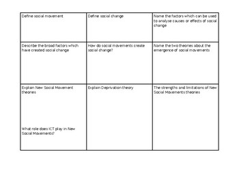 Preview of VCE Sociology U4 AOS2 Social Movements Study Cards