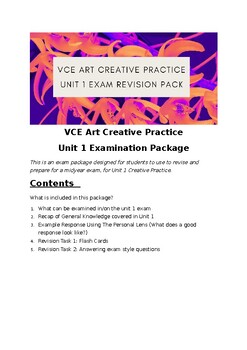 Preview of VCE Unit 1 Art Creative Practice Exam Revision Pack
