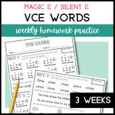 VCE Words Decoding Practice Homework Worksheets | Silent E