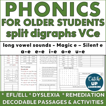 Preview of Phonics for Older Students VCe Magic e Long Vowels Split Digraphs Activities