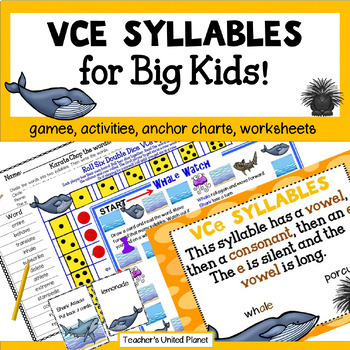 Preview of VCe Syllable Multisyllabic OG & SOR Games, Worksheets, Activities + Easel!