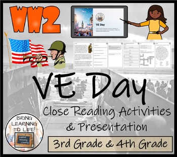 Preview of VE Day Close Reading Comprehension Activity | 3rd Grade & 4th Grade