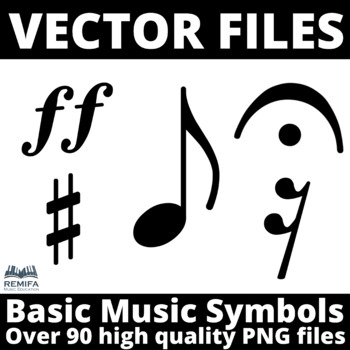 Preview of VECTOR FILES - Over 90 high quality Music Symbols PNG files for your worksheets.