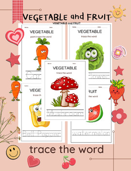 Preview of VEGETABLE and FRUIT - Word Tracing Activity