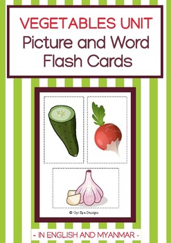 Preview of VEGETABLES UNIT- PICTURE AND WORD FLASH CARDS