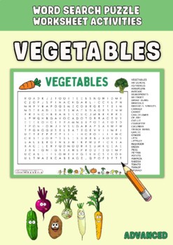 Preview of VEGETABLES Word Search Puzzle Worksheet Activities