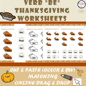 Preview of VERB BE - THANKSGIVING/FALL/SEASONAL WORKSHEETS