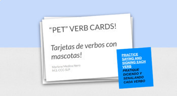 Preview of VERB CARDS in ASL/English/Spanish (PETS THEME)