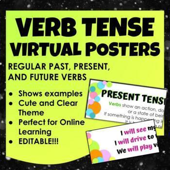 Preview of VERB TENSE | Virtual Posters (EDITABLE SLIDES)