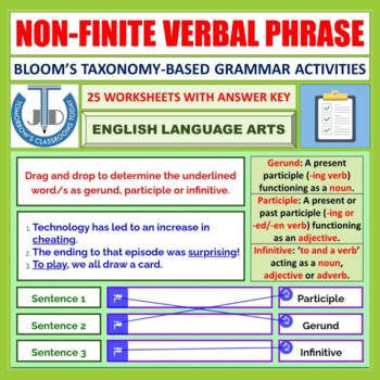 non finite verbal phrase or verb phrase worksheets with answer key