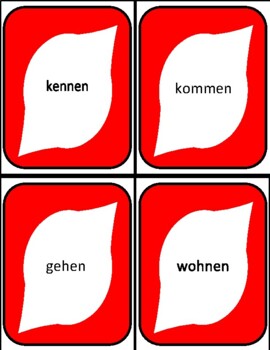 Preview of VERBEN (Uno-ish) card game with beginning Level 1 German verbs in present tense