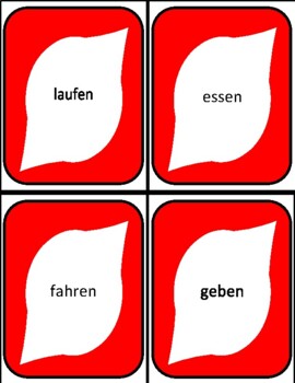 Preview of VERBEN (Uno-ish) card game with level 1 German stem vowel changing verbs present