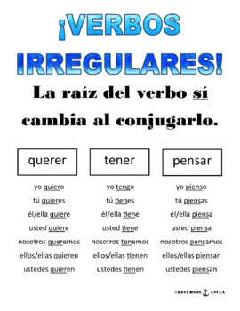 Preview of VERBOS IRREGULARES / IRREGULAR VERBS IN SPANISH