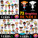 VERBS 1-2-3 Bundle - B/W & Color clipart {Lilly Silly Billy}