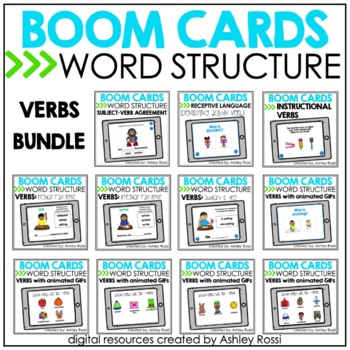 Preview of VERBS Task Cards - PRINT Task Cards + Digital Boom Cards