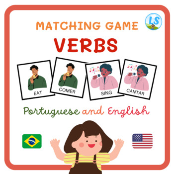 Preview of VERBS Bilingual Portuguese and English - Matching Game - Jogo da Memória Verbos