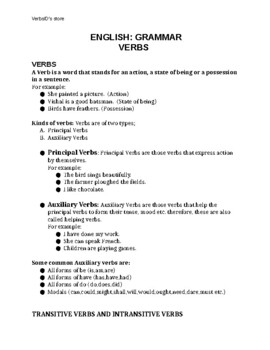 Preview of VERBS (ENGLISH GRAMMAR)