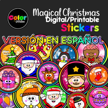 Preview of VERSIÓN EN ESPAÑOL | Magical Christmas | Digital Stickers  - Color Nation