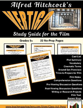 Preview of VERTIGO Study Guide | Alfred Hitchcock Film Study Guide | Worksheets