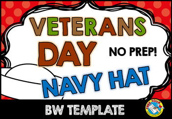 Preview of VETERANS DAY CRAFT CROWN NAVY HAT TEMPLATE NOVEMBER ACTIVITY HEADBAND CRAFTIVITY