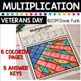 VETERANS DAY Multiplication Coloring Worksheets 3 DIGIT X 2 DIGIT