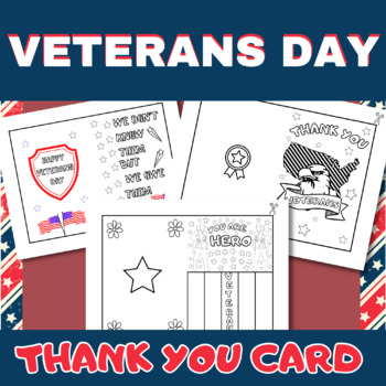PATRIOTIC VETERANS DAY Thank You Cards by Colorful Hands for Education