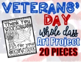 VETERANS' DAY! WHOLE CLASS Collaborative Art! 20 PIECES! J