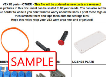Preview of VEX IQ Parts Labels - Other