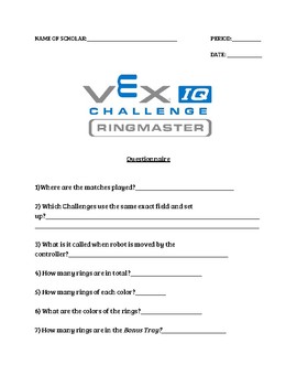 Preview of VEX IQ Ringmaster Questionnaire