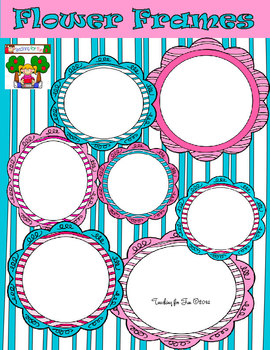 Preview of Valentines Flower Frames Clipart Plus a Set of  Freebie Paper