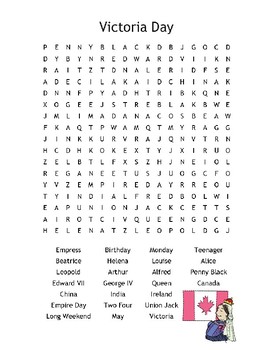 victoria day word search victoria day activities victoria day canada