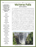 VICTORIA FALLS Word Search Puzzle Worksheet Activity