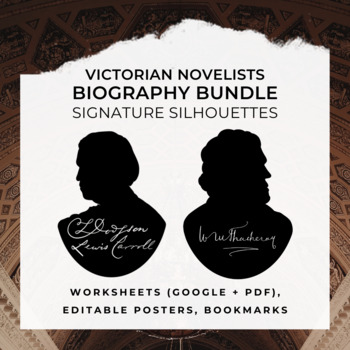 Preview of VICTORIAN NOVELISTS Biography Worksheet, Posters, Bookmarks, Clip Art BUNDLE