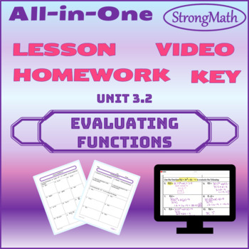 Preview of VIDEO-LESSON-HOMEWORK - Evaluating Functions