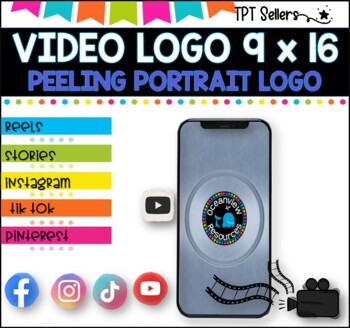 Preview of VIDEO LOGO-VERTICAL 9 x 16 for Social Media and Pinterest I Peeling Reveal